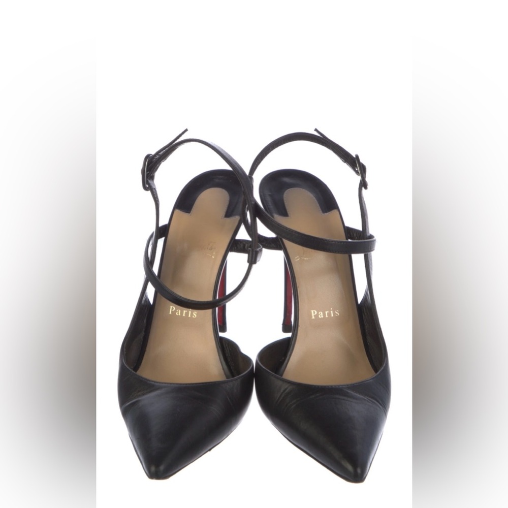 Christian Louboutin Black Slingback Heels with Pointed Toe